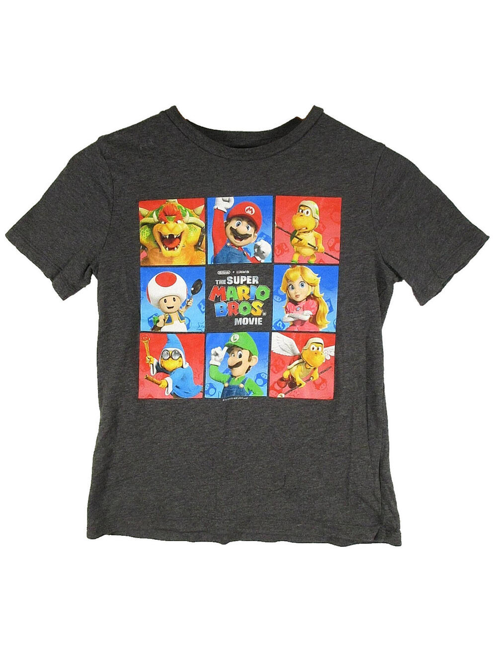 Nintendo Mens Super Mario Bros. Movie T-Shirt Round Neck Short Sleeve Sz L Gray